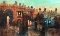 A. Q. Arif, 24 x 42 Inch, Oil on Canvas, Citysscape Painting, AC-AQ-349